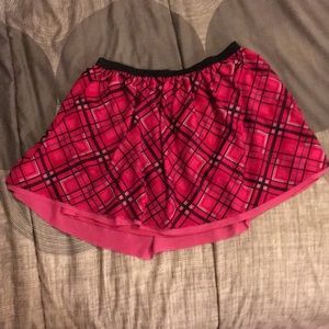Juniors pink plaid skirt